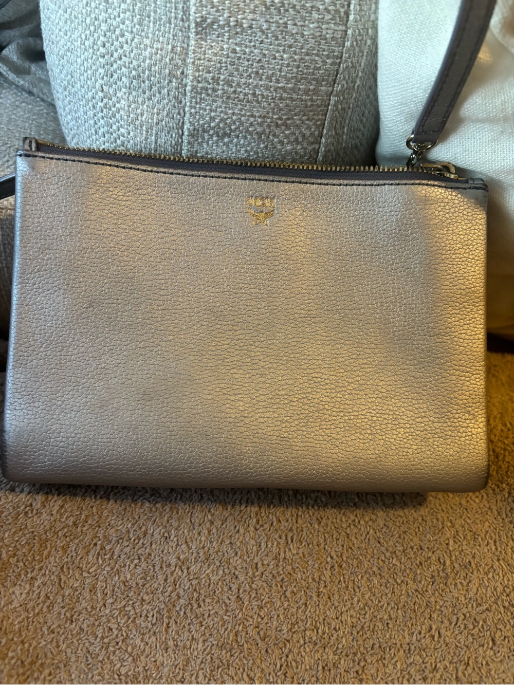 MCM Metallic Silver Crossbody Bag